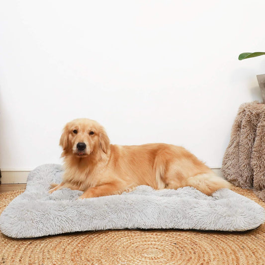 X-Large Calming Dog Bed Crate Pad - Machine Washable Grey Mat for Large Dogs