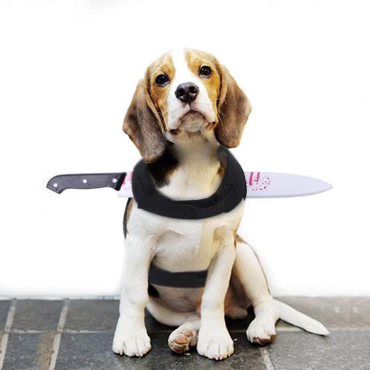[Halloween Dog Costumes] Halloween Costume Pet Apparel the Bloody Kitchen Knife Costume Is so Eye-Catching! Funny and Realistic without Being Scary, It Is Very Playful for Small and Medium-Sized Dogs