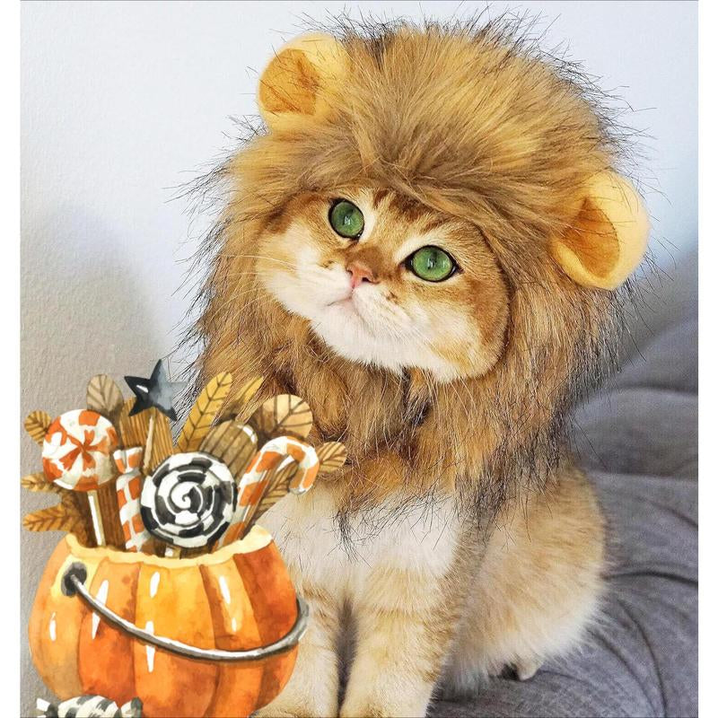 Lion Mane Costume for Cats，Pet Halloween Costumes