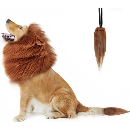 Lion Mane for Dog Costumes, Dog Lion Mane, Realistic Lion Wig for Medium to Large Sized Dogs, Large Dog Halloween Costumes, Lion Mane for Dog, Halloween Costumes for Dogs (Dark Brown)