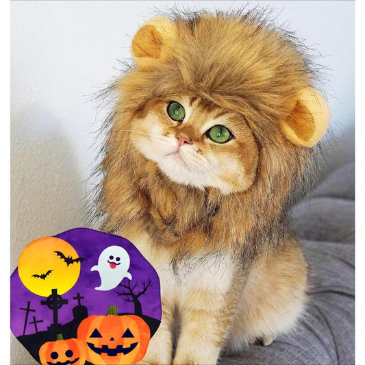 Lion Mane Costume for Cats，Pet Halloween Costumes