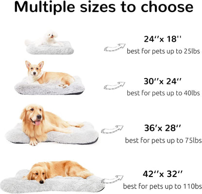 X-Large Calming Dog Bed Crate Pad - Machine Washable Grey Mat for Large Dogs