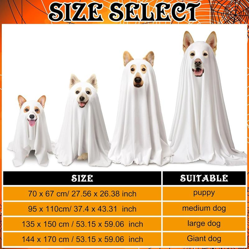 2 Pcs Halloween Dog Costumes with White Ghost Costume Non Woven Pumpkin Bags Dog Ghost Outfit Ghost Cosplay Clothes for Puppy Dogs Cats Pets, Halloween Party Decorations
