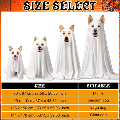 2 Pcs Halloween Dog Costumes with White Ghost Costume Non Woven Pumpkin Bags Dog Ghost Outfit Ghost Cosplay Clothes for Puppy Dogs Cats Pets, Halloween Party Decorations
