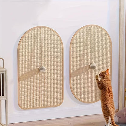 Durable Sisal Cat Scratching Pad, Sofa-Safe Scratch Board with Interactive Toy for Cats, Non-Slip Pet Furniture Protector