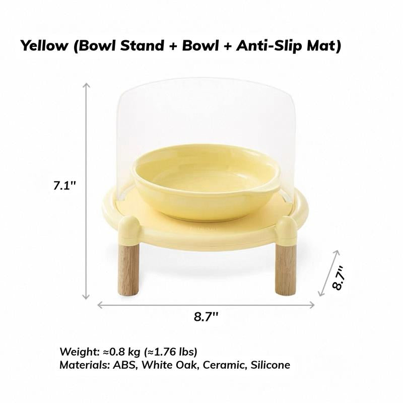 Bubble Single Bowl Stand - Extra Large 22Cm Dining Table & Spacious 16Cm Bowl - Elevated 5.5Cm Legs & 11Cm Splash Guard - Food Grade Silicone Mat - Easy Clean Design for Cats & Small Dogs