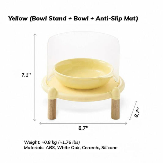 Bubble Single Bowl Stand - Extra Large 22Cm Dining Table & Spacious 16Cm Bowl - Elevated 5.5Cm Legs & 11Cm Splash Guard - Food Grade Silicone Mat - Easy Clean Design for Cats & Small Dogs