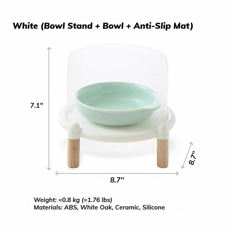 Bubble Single Bowl Stand - Extra Large 22Cm Dining Table & Spacious 16Cm Bowl - Elevated 5.5Cm Legs & 11Cm Splash Guard - Food Grade Silicone Mat - Easy Clean Design for Cats & Small Dogs