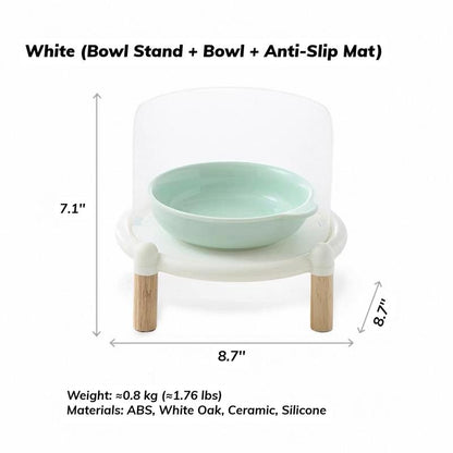 Bubble Single Bowl Stand - Extra Large 22Cm Dining Table & Spacious 16Cm Bowl - Elevated 5.5Cm Legs & 11Cm Splash Guard - Food Grade Silicone Mat - Easy Clean Design for Cats & Small Dogs