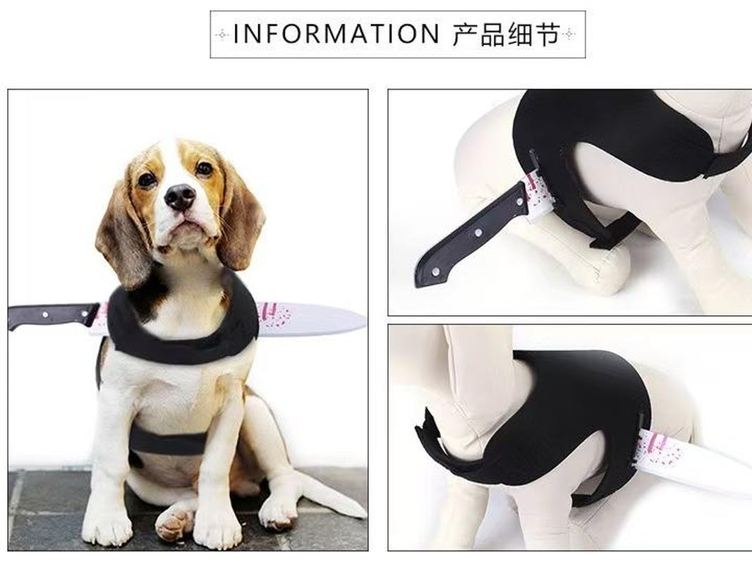 [Halloween Dog Costumes] Halloween Costume Pet Apparel the Bloody Kitchen Knife Costume Is so Eye-Catching! Funny and Realistic without Being Scary, It Is Very Playful for Small and Medium-Sized Dogs
