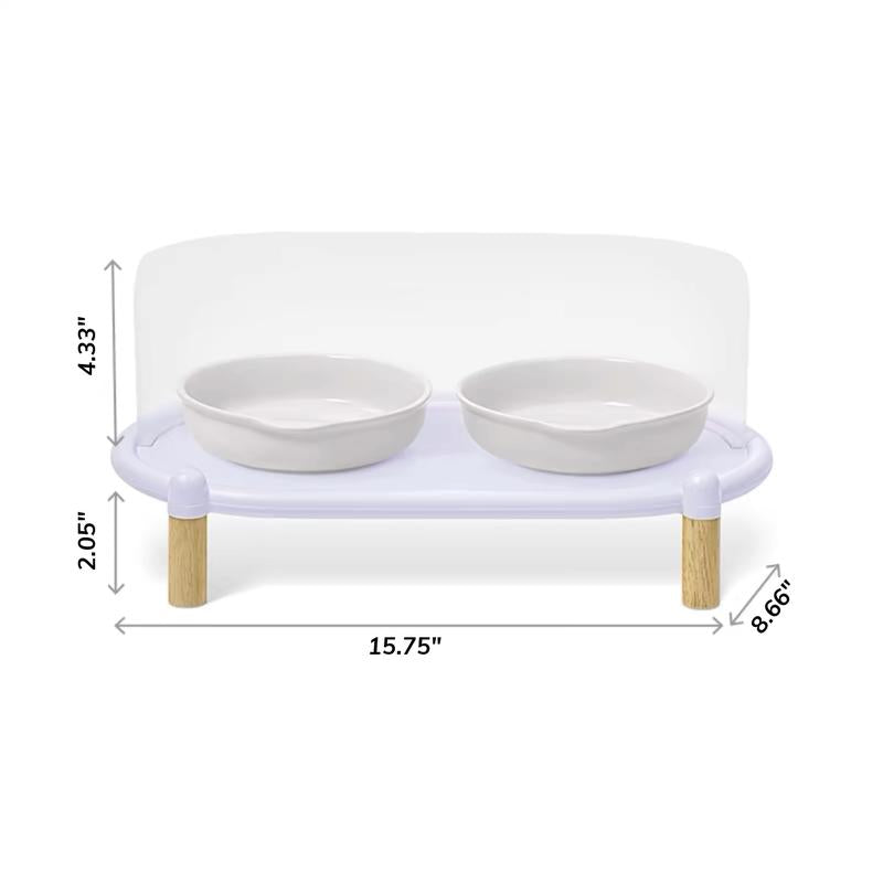 Bubble Single Bowl Stand - Extra Large 22Cm Dining Table & Spacious 16Cm Bowl - Elevated 5.5Cm Legs & 11Cm Splash Guard - Food Grade Silicone Mat - Easy Clean Design for Cats & Small Dogs
