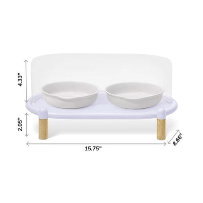 Bubble Single Bowl Stand - Extra Large 22Cm Dining Table & Spacious 16Cm Bowl - Elevated 5.5Cm Legs & 11Cm Splash Guard - Food Grade Silicone Mat - Easy Clean Design for Cats & Small Dogs