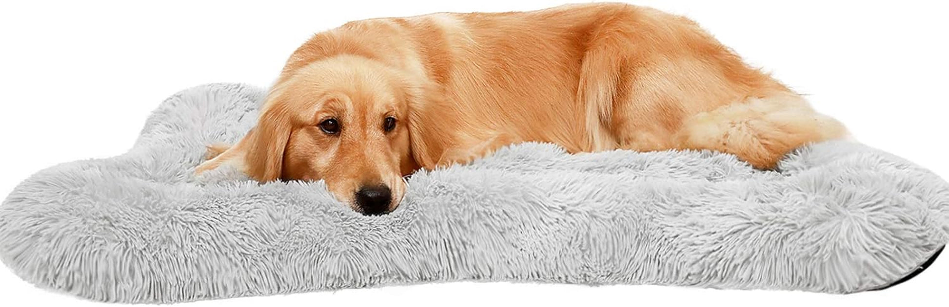 X-Large Calming Dog Bed Crate Pad - Machine Washable Grey Mat for Large Dogs