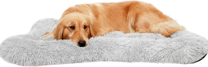 X-Large Calming Dog Bed Crate Pad - Machine Washable Grey Mat for Large Dogs
