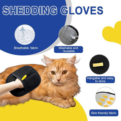Petgroomer Double-Sided Pet Hair Removal Glove Reusable, Static Electricity Pet Hair Remover, Suitable for Dogs and Cats. It Is Multi-Functional, Ideal for Cleaning Sofas, Furniture, Carpets and Car Seats. Eco-Friendly, No Batteries Required, 3-Piece Set.