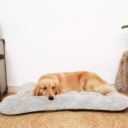 X-Large Calming Dog Bed Crate Pad - Machine Washable Grey Mat for Large Dogs