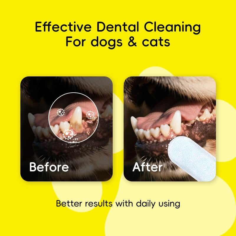 Vet-Approved Pet Dental Wipes | Gentle, Natural & Allergy-Free for Dogs & Cats, Fresh Breath Fast + Plaque & Tartar Gone! (60Ct) | Furry Haha for Pets Supplies Grooming Cleaner Cleaning