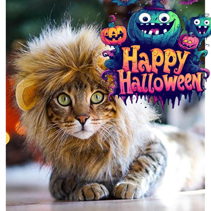 Lion Mane Costume for Cats，Pet Halloween Costumes