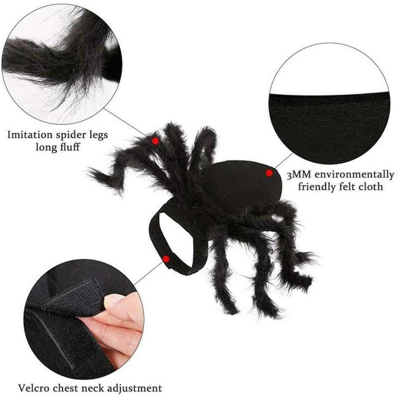 Dog Cat Spider Costume for Halloween Party Decoration, Halloween Cosplay Costumes for Small Dogs and Cat, Puppy Cat Dress up Accessories Black