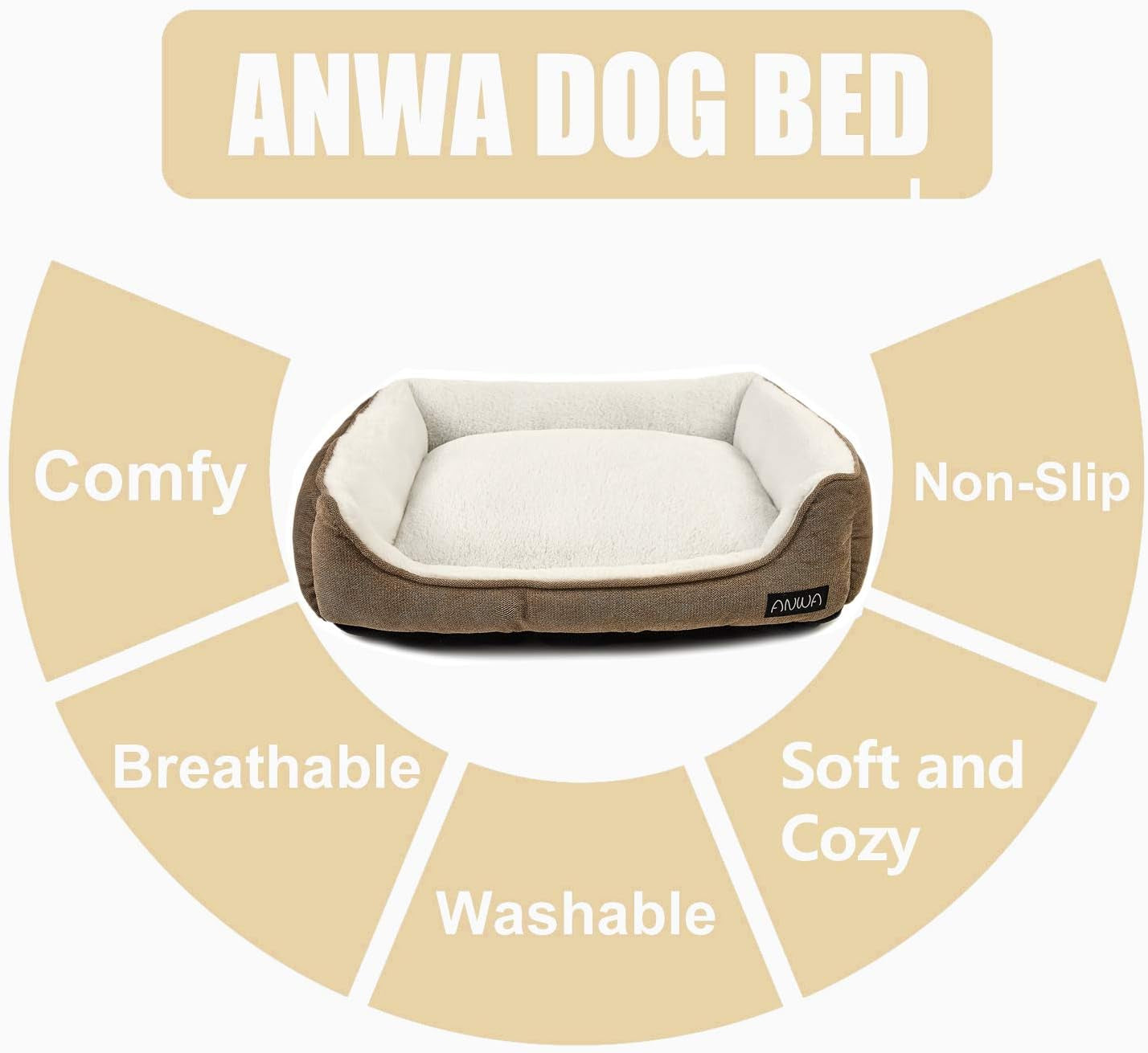 Cozy & Durable Square Dog Bed - Machine Washable for Medium Dogs