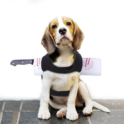 [Halloween Dog Costumes] Halloween Costume Pet Apparel the Bloody Kitchen Knife Costume Is so Eye-Catching! Funny and Realistic without Being Scary, It Is Very Playful for Small and Medium-Sized Dogs