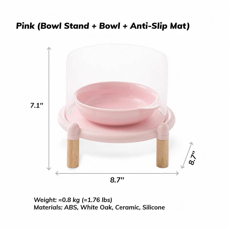 Bubble Single Bowl Stand - Extra Large 22Cm Dining Table & Spacious 16Cm Bowl - Elevated 5.5Cm Legs & 11Cm Splash Guard - Food Grade Silicone Mat - Easy Clean Design for Cats & Small Dogs