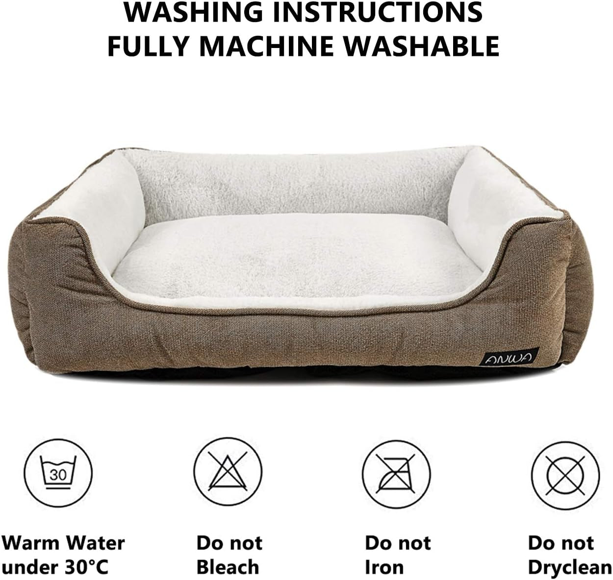 Cozy & Durable Square Dog Bed - Machine Washable for Medium Dogs