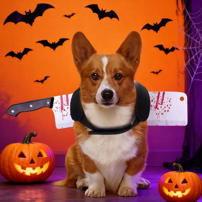 [Halloween Dog Costumes] Halloween Costume Pet Apparel the Bloody Kitchen Knife Costume Is so Eye-Catching! Funny and Realistic without Being Scary, It Is Very Playful for Small and Medium-Sized Dogs