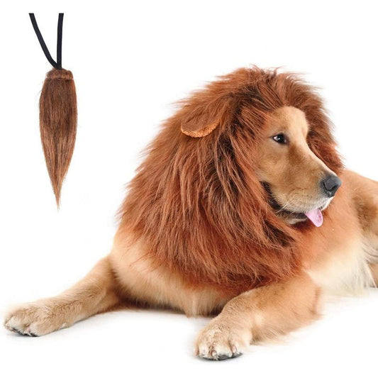 Lion Mane for Dog Costumes, Dog Lion Mane, Realistic Lion Wig for Medium to Large Sized Dogs, Large Dog Halloween Costumes, Lion Mane for Dog, Halloween Costumes for Dogs (Dark Brown)