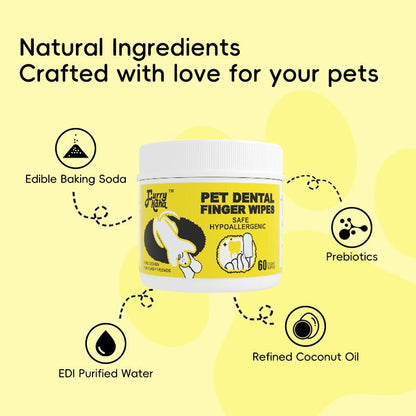Vet-Approved Pet Dental Wipes | Gentle, Natural & Allergy-Free for Dogs & Cats, Fresh Breath Fast + Plaque & Tartar Gone! (60Ct) | Furry Haha for Pets Supplies Grooming Cleaner Cleaning