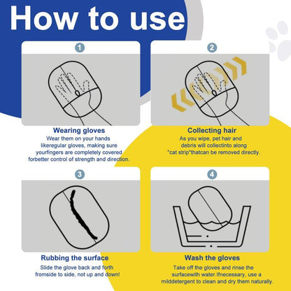 Petgroomer Double-Sided Pet Hair Removal Glove Reusable, Static Electricity Pet Hair Remover, Suitable for Dogs and Cats. It Is Multi-Functional, Ideal for Cleaning Sofas, Furniture, Carpets and Car Seats. Eco-Friendly, No Batteries Required, 3-Piece Set.