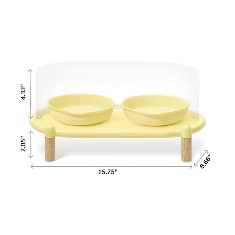 Bubble Single Bowl Stand - Extra Large 22Cm Dining Table & Spacious 16Cm Bowl - Elevated 5.5Cm Legs & 11Cm Splash Guard - Food Grade Silicone Mat - Easy Clean Design for Cats & Small Dogs