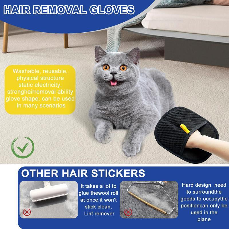 Petgroomer Double-Sided Pet Hair Removal Glove Reusable, Static Electricity Pet Hair Remover, Suitable for Dogs and Cats. It Is Multi-Functional, Ideal for Cleaning Sofas, Furniture, Carpets and Car Seats. Eco-Friendly, No Batteries Required, 3-Piece Set.